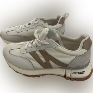 Cream and Tan Sneakers